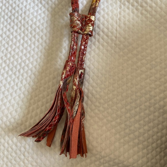 Adrienne Vittadine Red Gold & Silver Snake Skin Leather Pocketbook - Picture 5 of 12